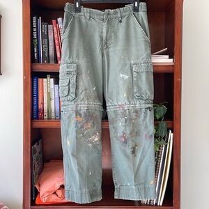 vintage boy scouts olive green artist painting convertible cargo pants
